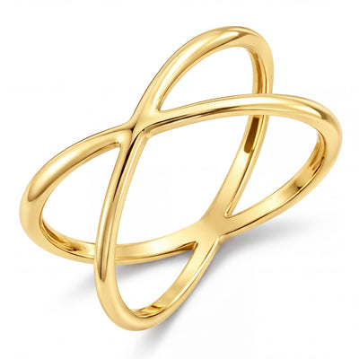 14K gold criss cross ring, product photo