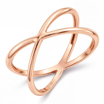 14K gold criss cross ring, product photo