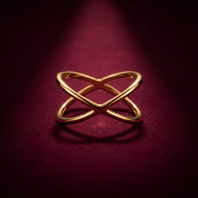 14K gold criss cross ring, styled view