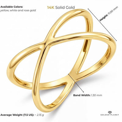 14K gold criss cross size and weight guide, size and weight guide