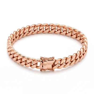 14K gold cuban link bracelet chain necklace, product photo