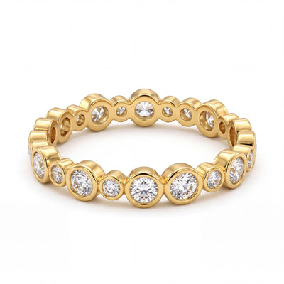 14K gold cz bezel eternity band ring, product photo
