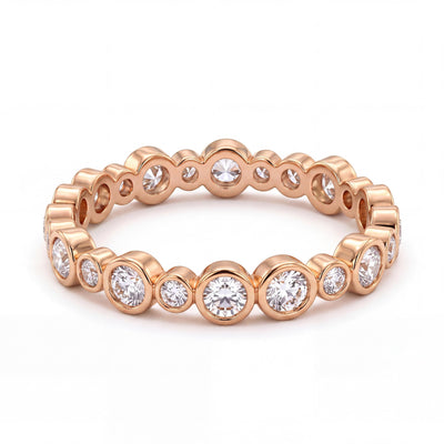 14K gold cz bezel eternity band ring, product photo