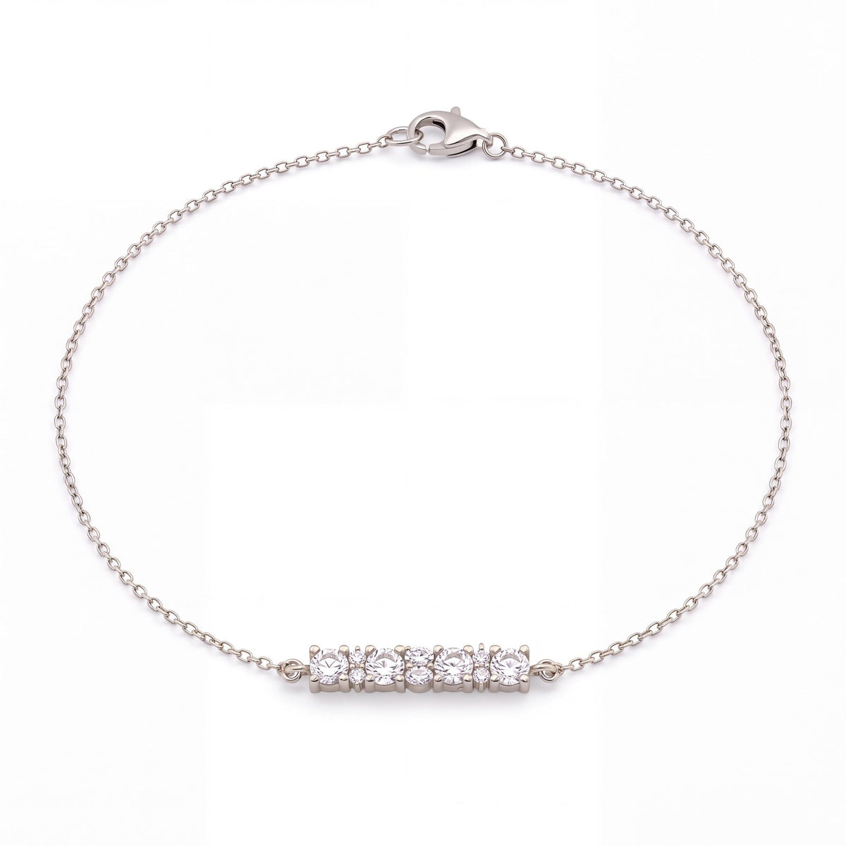 14K gold cz station bracelet, product photo
