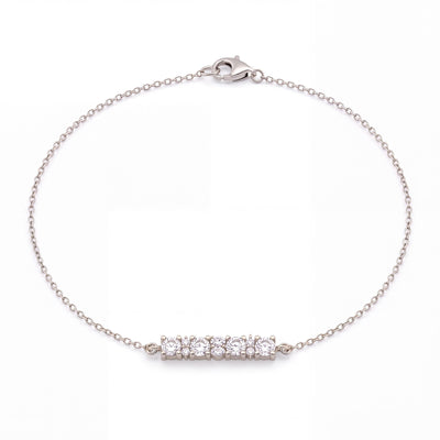 14K gold cz station bracelet, product photo
