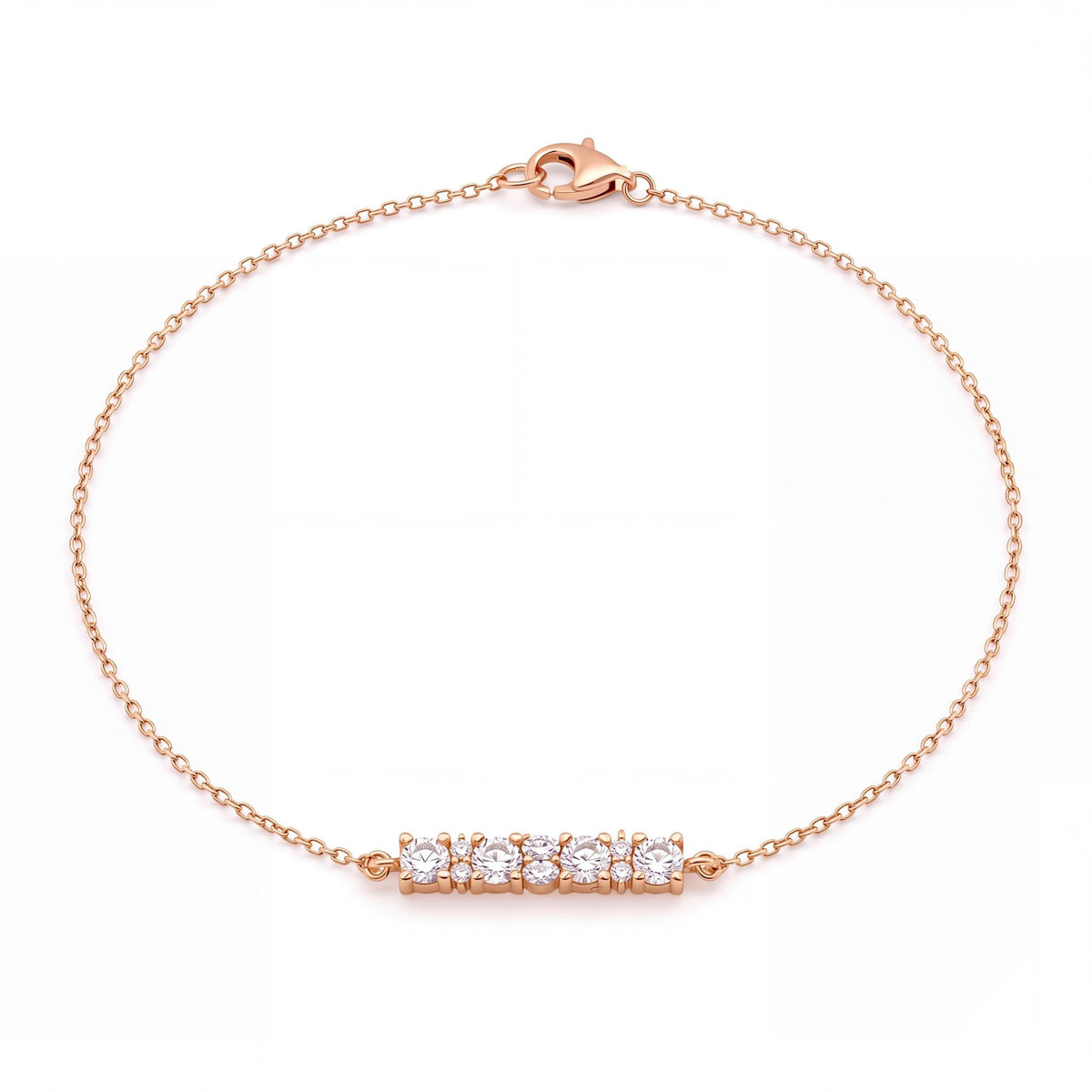 14K gold cz station bracelet, product photo
