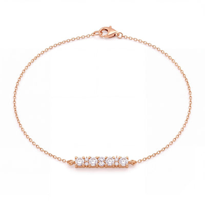 14K gold cz station bracelet, product photo
