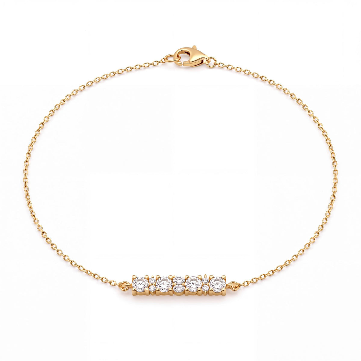 14K gold cz station bracelet, product photo