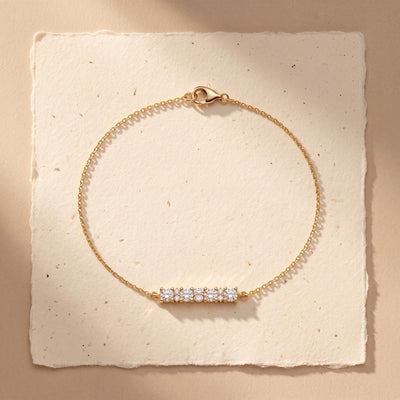 14K gold cz station bracelet, styled view