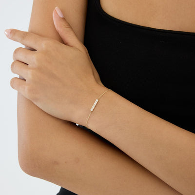 14K gold cz station bracelet, styled view