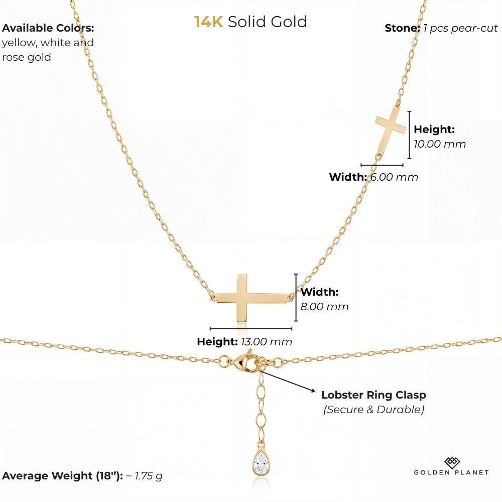 14K gold double cross size and weight guide, size and weight guide