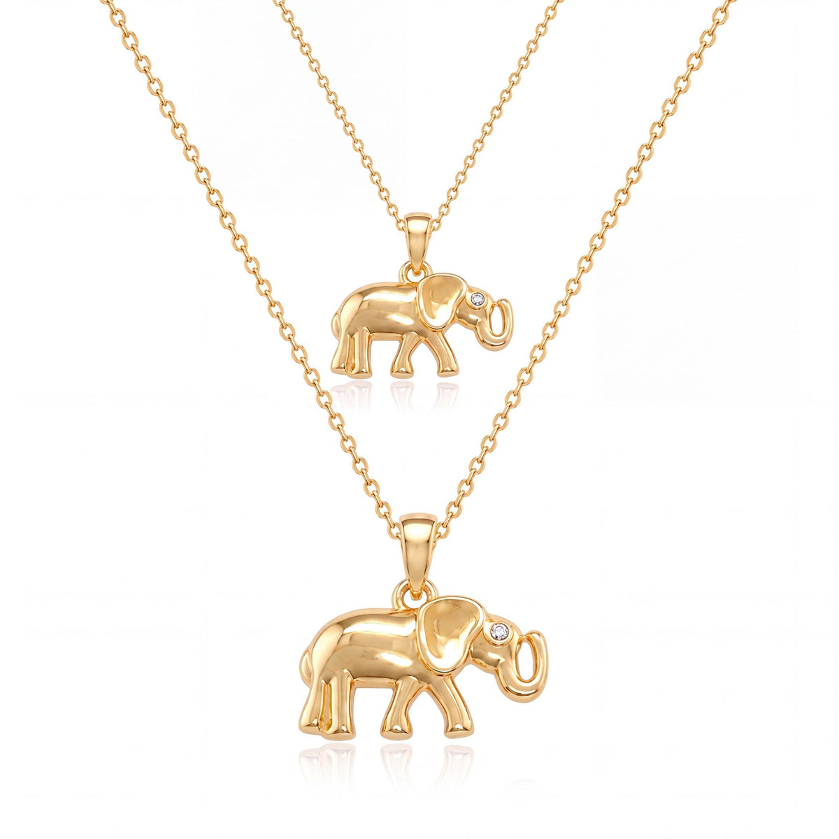 14K gold elephant necklace, product photo
