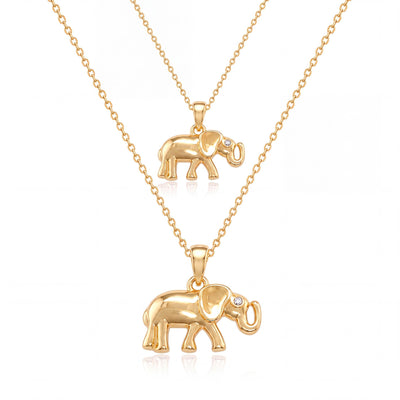 14K gold elephant necklace, product photo