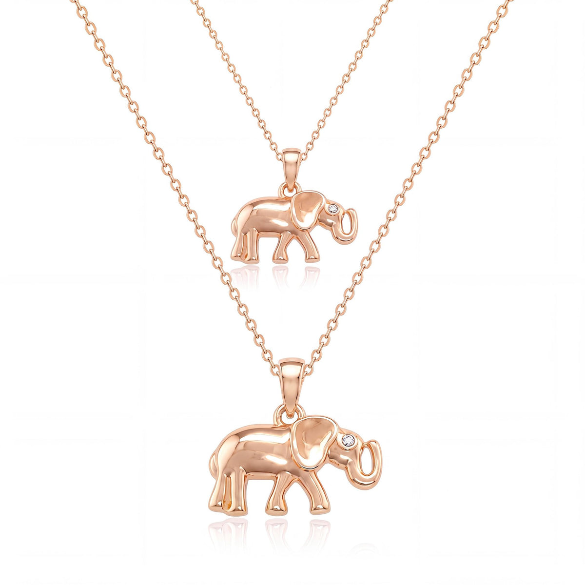 14K gold elephant necklace, product photo