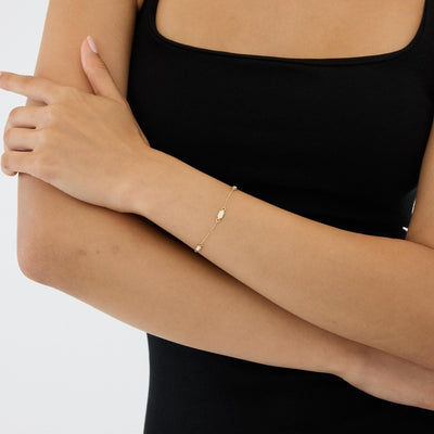 14K gold enamel bracelet, styled view