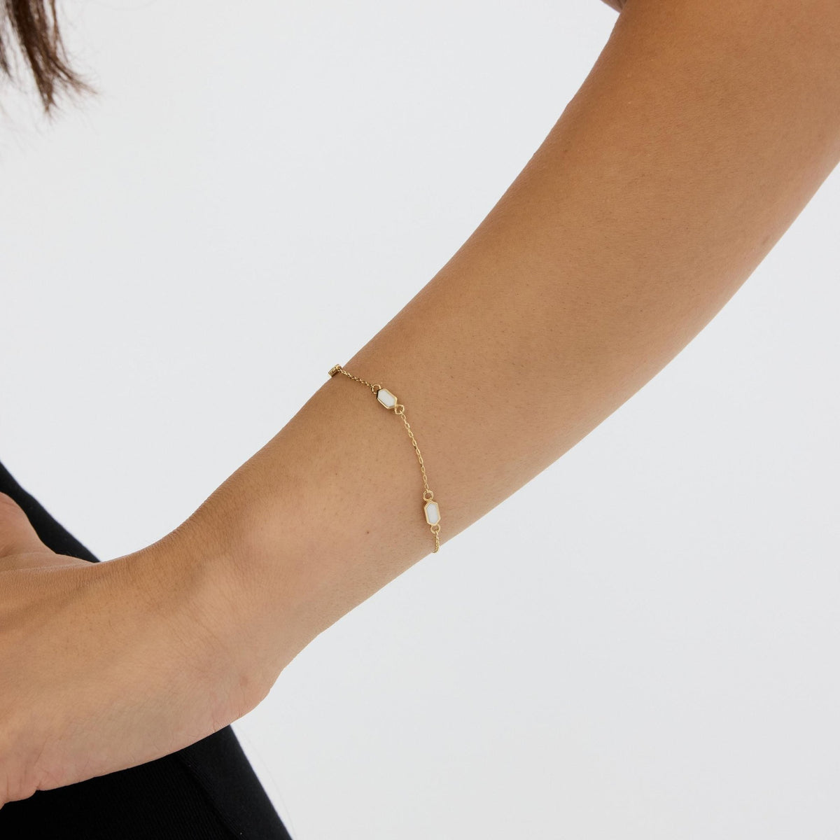 14K gold enamel bracelet, styled view