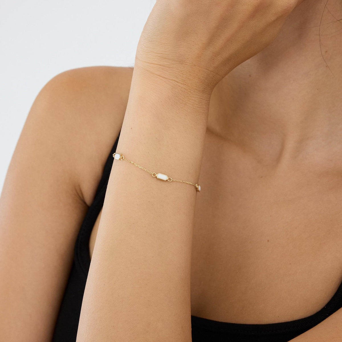 14K gold enamel bracelet, styled view