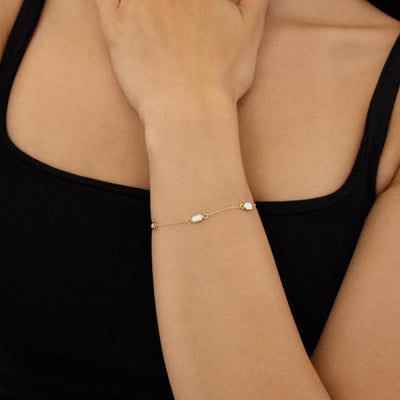 14K gold enamel bracelet, styled view