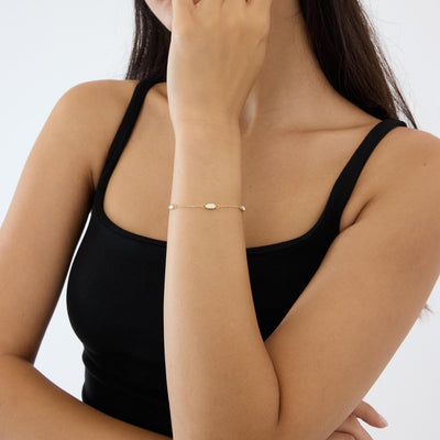 14K gold enamel bracelet, styled view