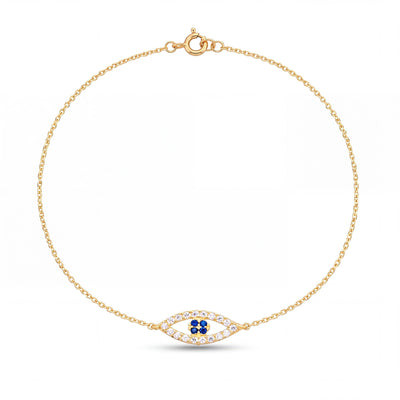 14K gold evil eye bracelet, product photo