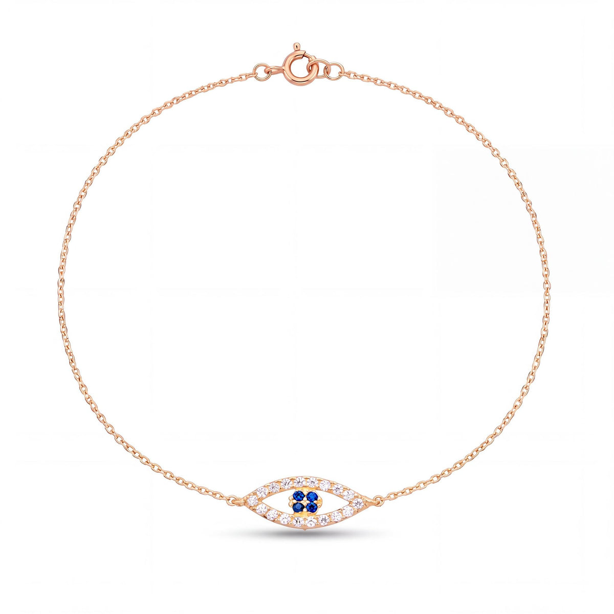 14K gold evil eye bracelet, product photo