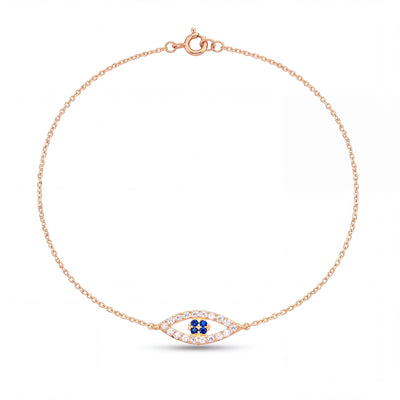 14K gold evil eye bracelet, product photo