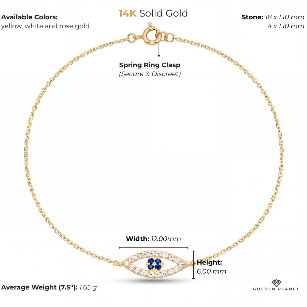 14K gold evil eye size and weight guide, size and weight guide