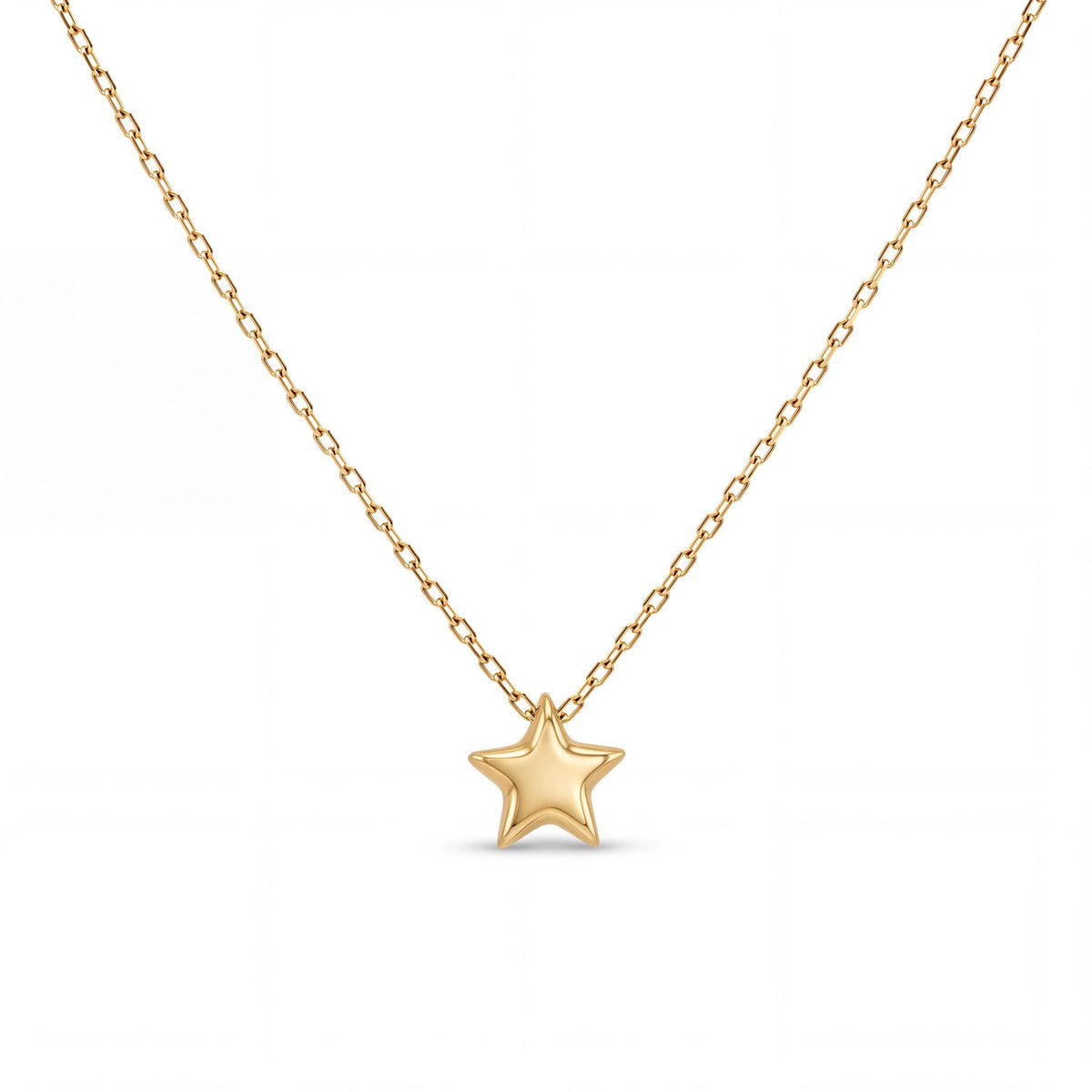 14K gold five point star pendant necklace, product photo