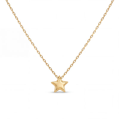 14K gold five point star pendant necklace, product photo