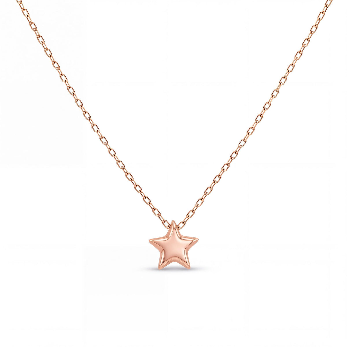14K gold five point star pendant necklace, product photo