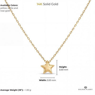 14K gold five point star pendant size and weight guide, size and weight guide