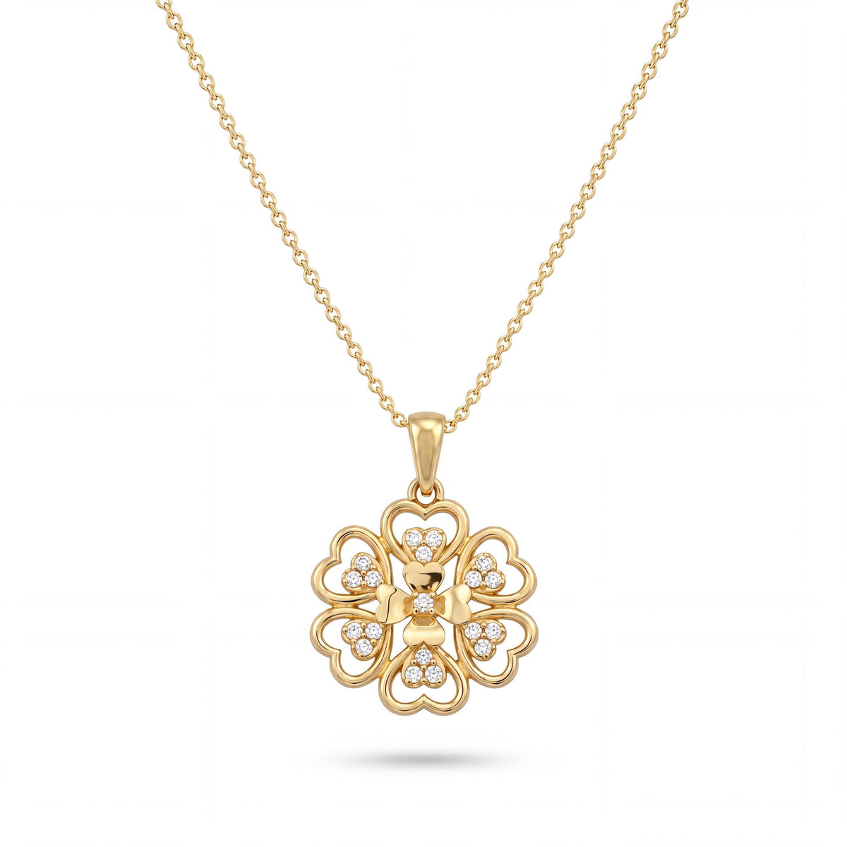 14K gold floral necklace, product photo