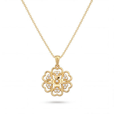 14K gold floral necklace, product photo