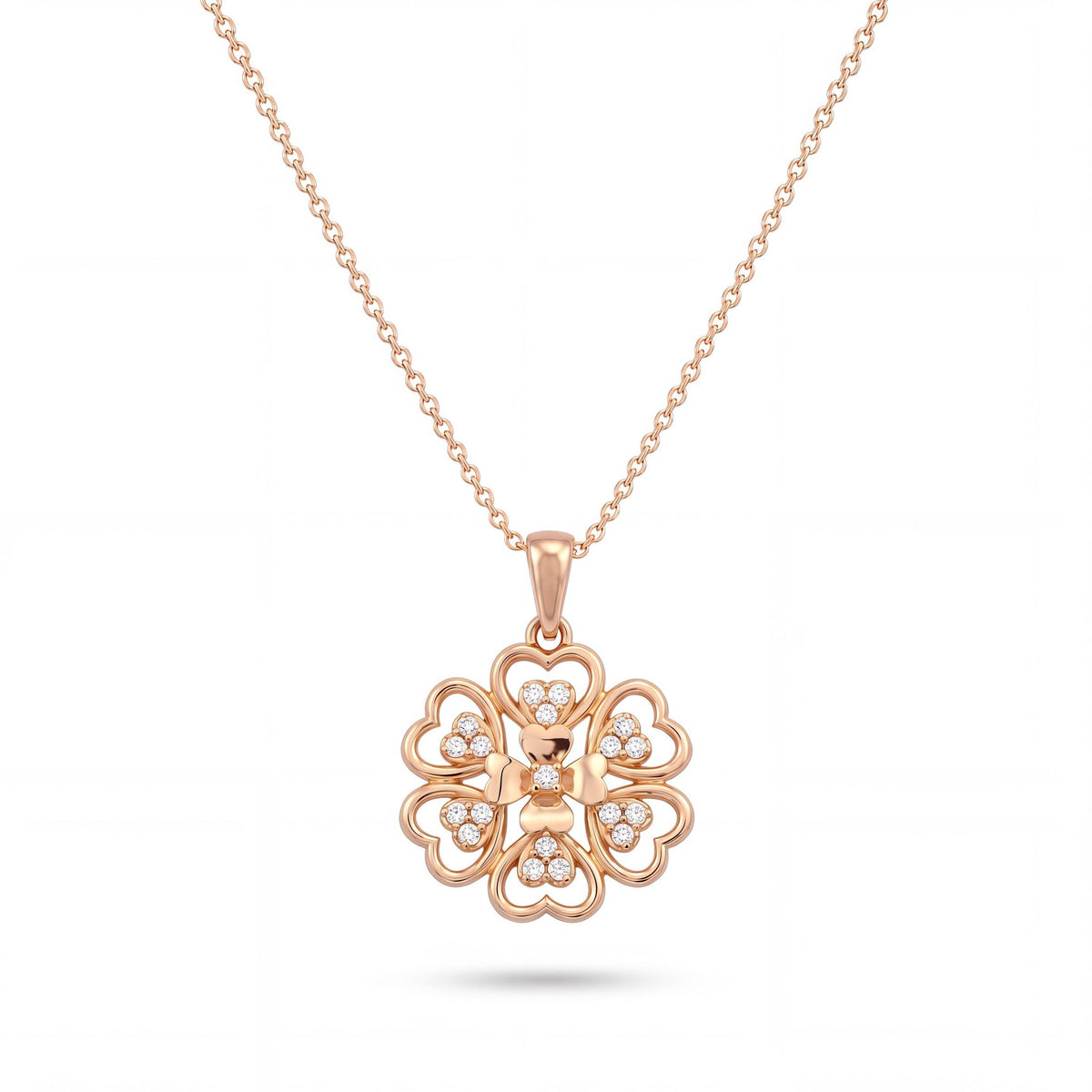 14K gold floral necklace, product photo