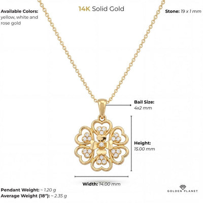 14K gold floral size and weight guide, size and weight guide
