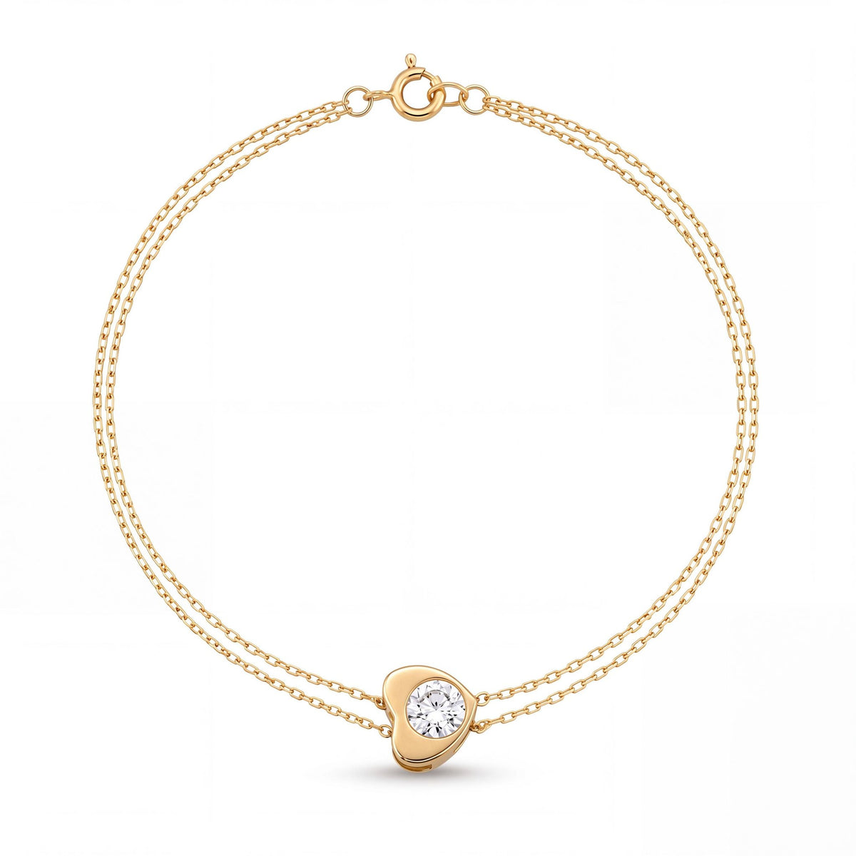 14K gold heart bracelet, product photo