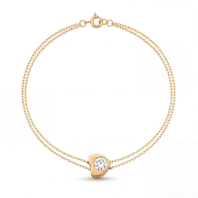 14K gold heart bracelet, product photo