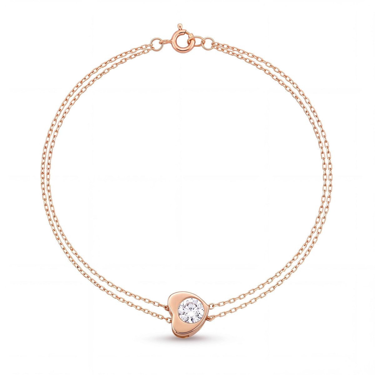 14K gold heart bracelet, product photo