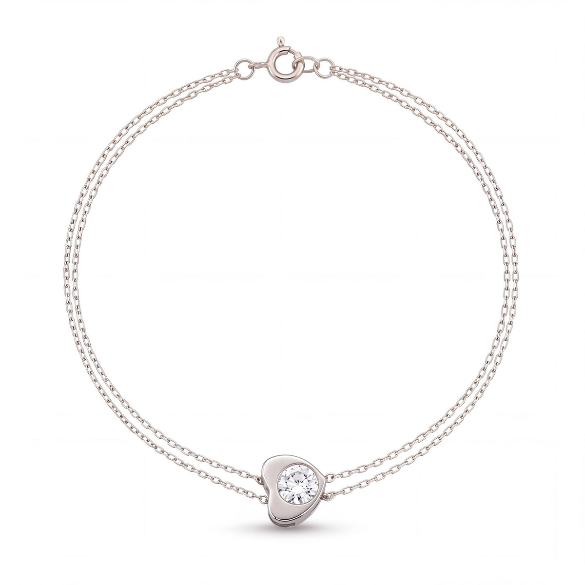 14K gold heart bracelet, product photo
