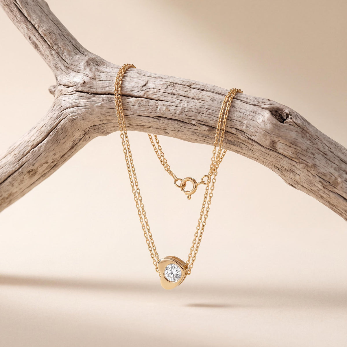 14K gold heart bracelet, styled view