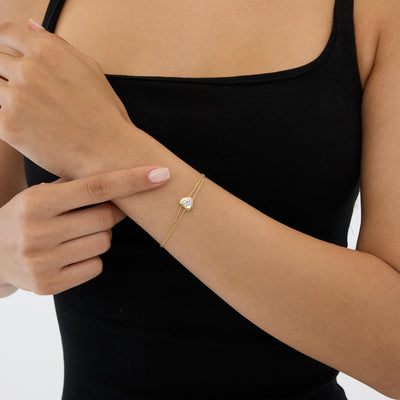 14K gold heart bracelet, styled view