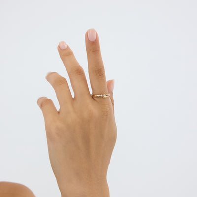 14K gold heart bypass ring, styled view