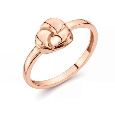 14K rose gold heart dome ring on white