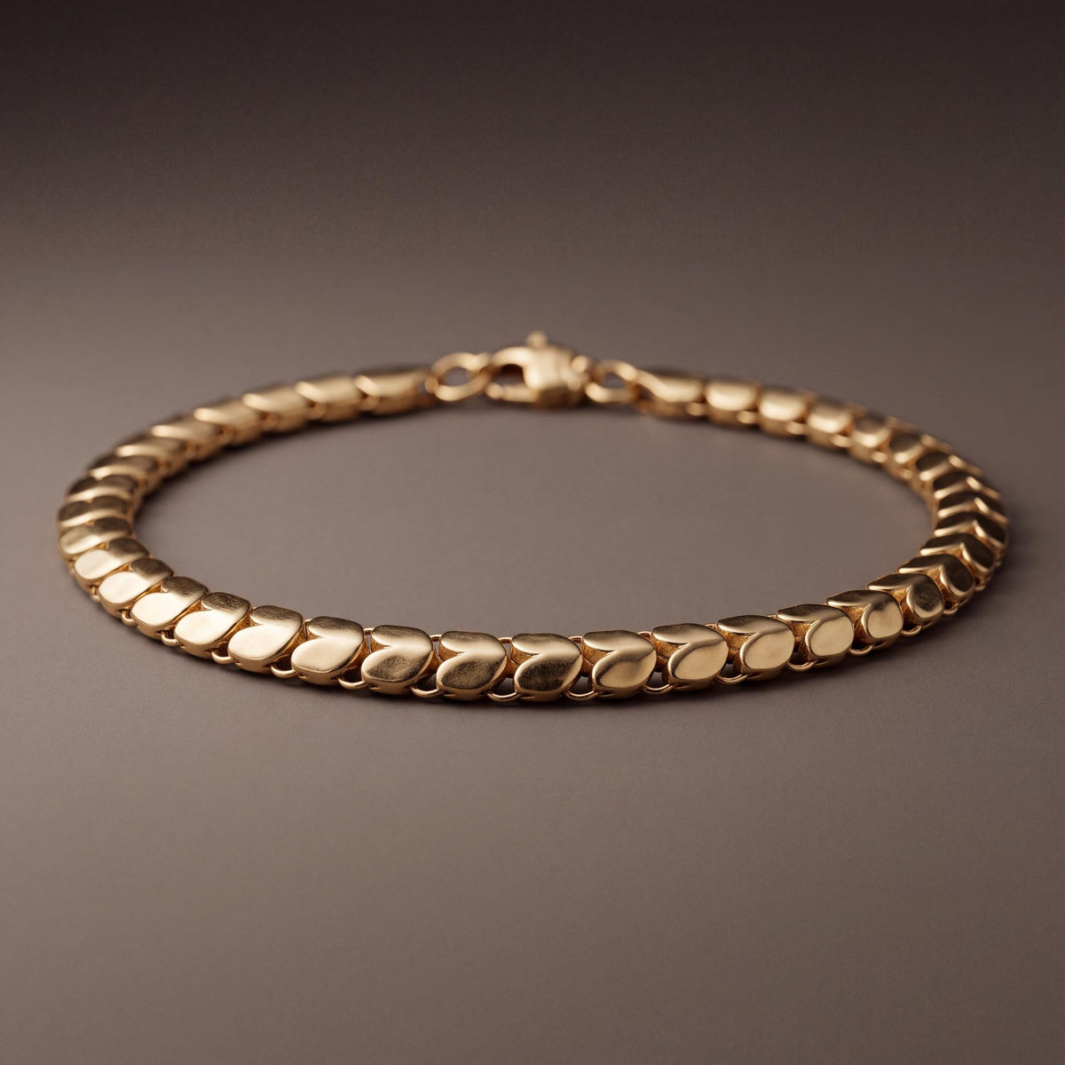 14K gold heart link bracelet, styled view