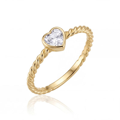 14K gold heart shape engagement ring, product photo