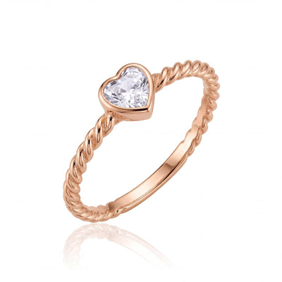 14K gold heart shape engagement ring, product photo