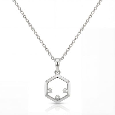 14K gold hexagon zirconia necklace, product photo