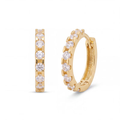 14K gold huggie hoop earrings, product photo