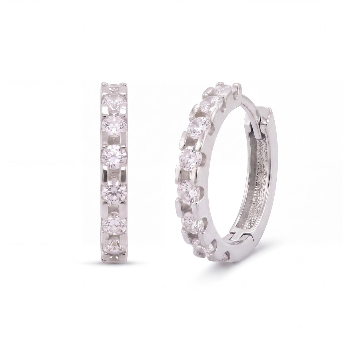 14K gold huggie hoop earrings, product photo