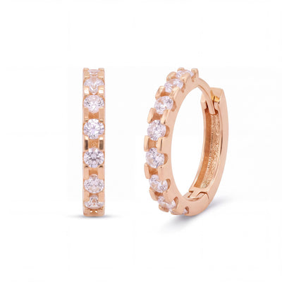 14K gold huggie hoop earrings, product photo